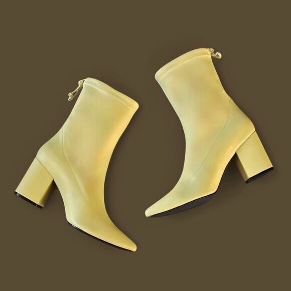 Anine Bing Chloe Yellow Leather Block Heel Boots Size 8 $450 - Picture 2 of 16